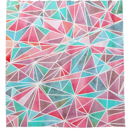 水彩三角形、明るい夏のモザイク。 シャワーカーテン (正面)