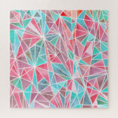 水彩三角形、明るい夏のモザイク。 ジグソーパズル (横)