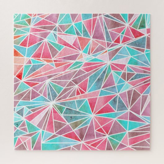 水彩三角形、明るい夏のモザイク。 ジグソーパズル (縦)