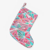 水彩三角形、明るい夏のモザイク。 スモールクリスマスストッキング (正面 (吊り時))