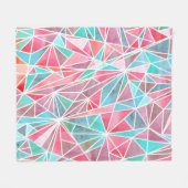 水彩三角形、明るい夏のモザイク。 フリースブランケット (正面(横))