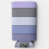 水彩上の紫ストライプ色と灰色の紙 スリム缶クーラー (正面)