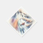 水彩下り坂スキーヤー スタンダードカクテルナプキン (角)