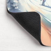 水彩下り坂スキーヤー マウスパッド (コーナー)