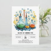 水彩不機嫌サイエンティストフラスコ誕生日 招待状 (スタンド正面)