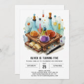 水彩不機嫌サイエンティストラボ誕生日 招待状 (正面/裏面)