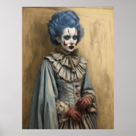水彩不気味アンティークピエロ女ビクトリアン性 ポスター (正面)