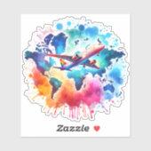 水彩世界を旅しようデザイン シール (シート)