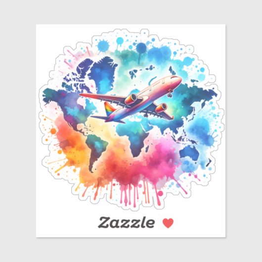 水彩世界を旅しようデザイン シール (シート)