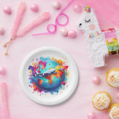 水彩世界を旅しようデザイン ペーパープレート (パーティー)