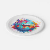 水彩世界を旅しようデザイン ペーパープレート (アングル)