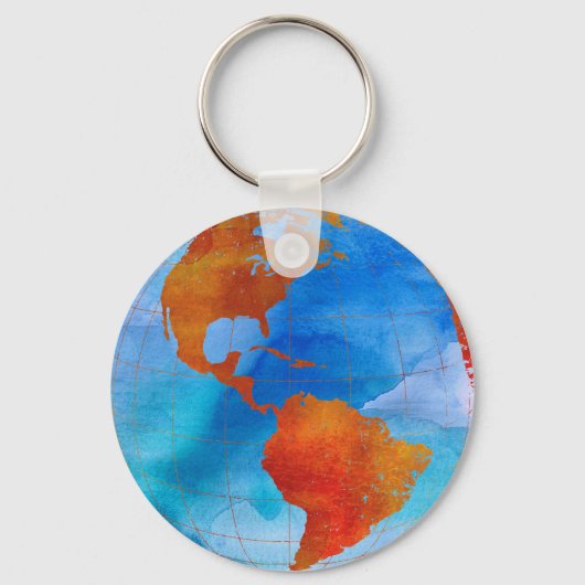 水彩世界パーソナライズされた キーホルダー (正面)