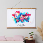 水彩世界地図タペストリー 吊り下げ型タペストリー (寝室)