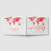 水彩世界地図デスティネーションウェディングモノグラム ゲストブック (全面)