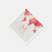 水彩世界地図デスティネーションウェディングモノグラム スタンダードカクテルナプキン (角)