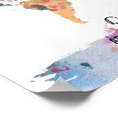 水彩世界地図抽象芸術アートポスター ポスター (角)