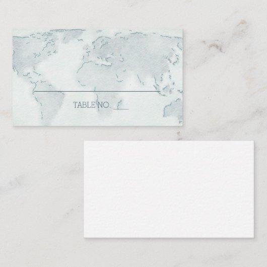 水彩世界地図結婚のプレイスカード プレイスカード (正面/裏面)