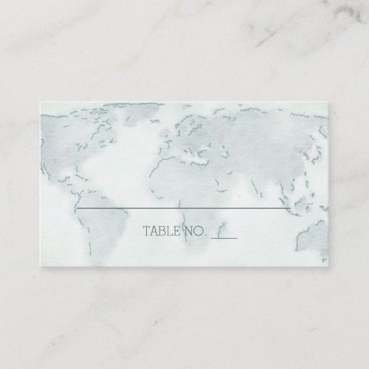水彩世界地図結婚のプレイスカード プレイスカード (正面)