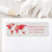水彩世界地図結婚の差出人住所 ラベル (インサイチュ)