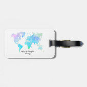水彩世界地図結婚の新しい旅行ギフト ラゲッジタグ (裏面横)