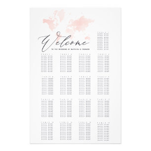 水彩世界地図結婚シーティングプラン フォトプリント