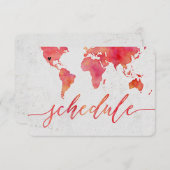 水彩世界地図 デスティネーション ウェディング スケジュール 招待状 (正面/裏面)