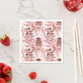 水彩中国の五重塔と桜（7） スタンダードカクテルナプキン (インサイチュ)