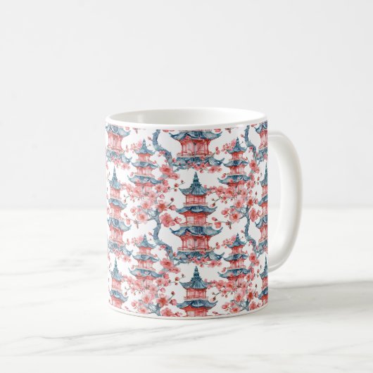 水彩中国の塔(さくらんぼ) コーヒーマグカップ (正面右)
