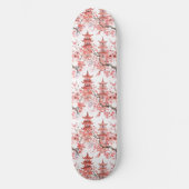 水彩中国の塔(さくらんぼ) スケートボード (正面)