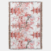 水彩中国の塔(さくらんぼ) スローブランケット (正面縦)