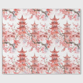 水彩中国の塔(さくらんぼ) ラッピングペーパー (フラット)