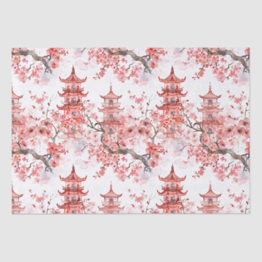 水彩中国の塔(さくらんぼ) 薄葉紙 (正面)