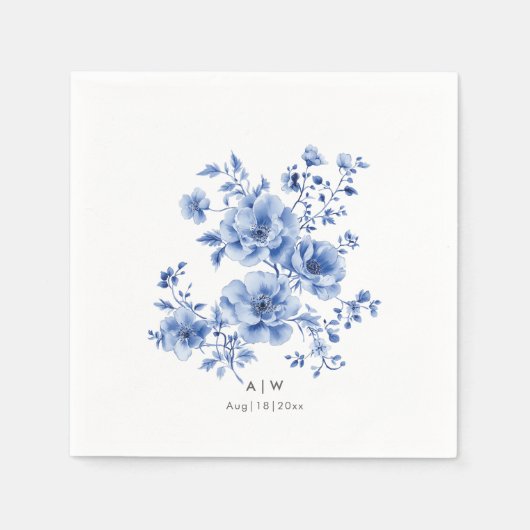 水彩中国の風景花 スタンダードカクテルナプキン (正面)