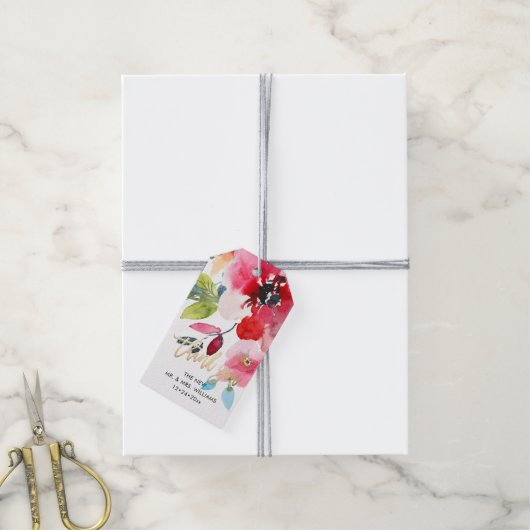 水彩中夏の花ありがとう ギフトタグ (より糸付き)