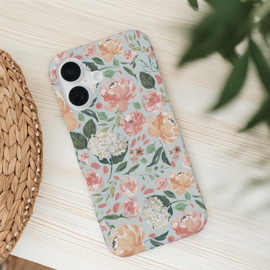 水彩中夏フローラ植物模様 iPhone 16ケース