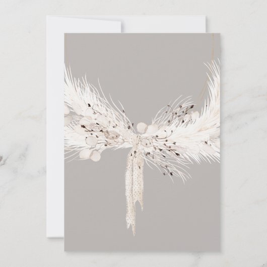 水彩中性真珠と花模様ベビーシャワー 招待状 (裏面)