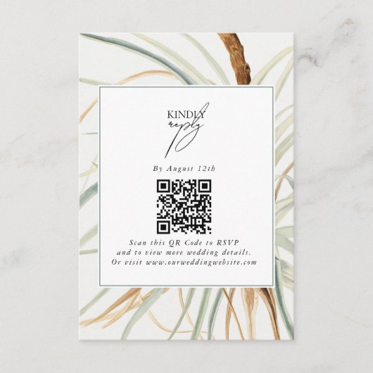 水彩中性素朴ボホボタニカル結婚ズ エンクロージャーカード (正面)