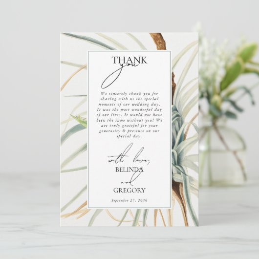 水彩中性素朴ボホボタニカル結婚ズ サンキューカード (スタンド正面)