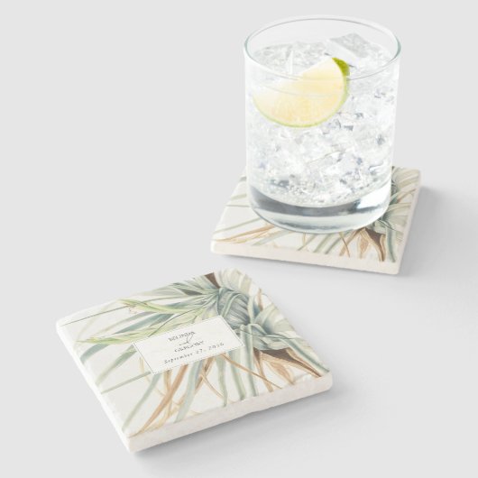 水彩中性素朴ボホボタニカル結婚ズ ストーンコースター (横)