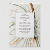 水彩中性素朴ボホボタニカル結婚ズ ベラム紙招待状 (正面)