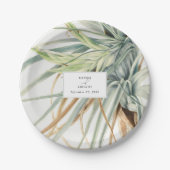 水彩中性素朴ボホボタニカル結婚ズ ペーパープレート (正面)