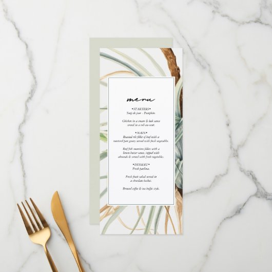 水彩中性素朴ボホボタニカル結婚ズ メニュー (正面/裏面インサイチュ)