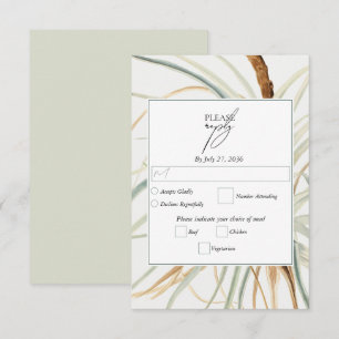 水彩中性素朴ボホボタニカル結婚ズ 出欠カード