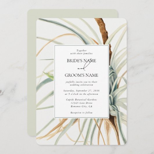 水彩中性素朴ボホボタニカル結婚ズ 招待状 (正面/裏面)