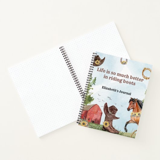 水彩乗馬引用文ファームカントリーガール ノートブック (内部)