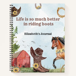 水彩乗馬引用文ファームカントリーガール ノートブック