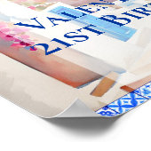 水彩乳房ミアピンクの花パーティー歓迎 ポスター (角)