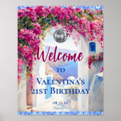 水彩乳房ミアピンクの花パーティー歓迎 ポスター (正面)
