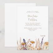 水彩乾燥した花の親なし 招待状 (正面/裏面)