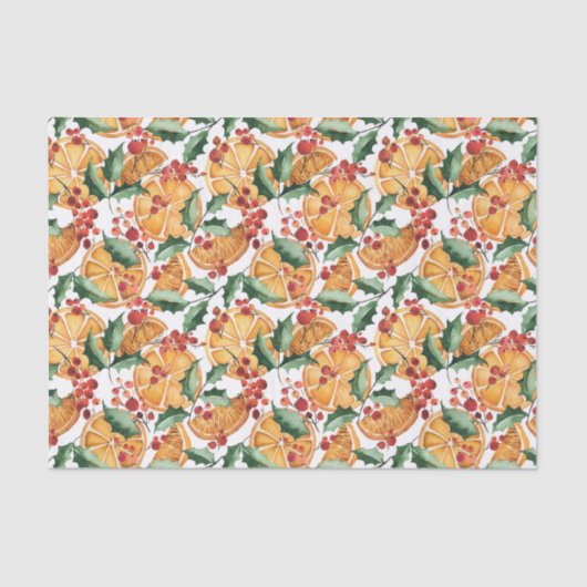 水彩乾燥オレンジとベリーのクリスマス 薄葉紙 (正面)